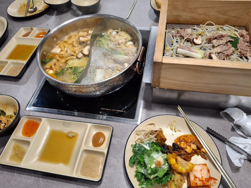 샤브르정원 발산역점 편백찜 커피 아이스크림 후기