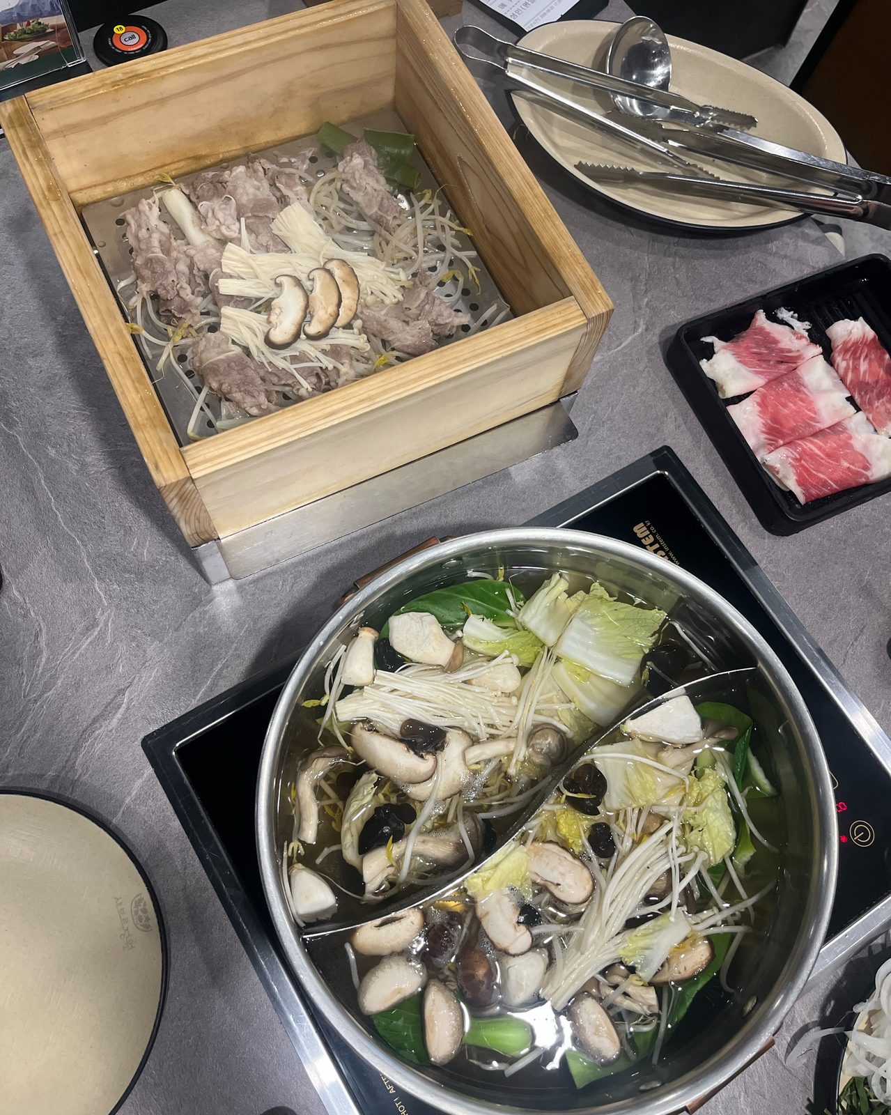 샤브르정원 발산역점 편백찜과 채소 샤브샤브 재방문 식사
